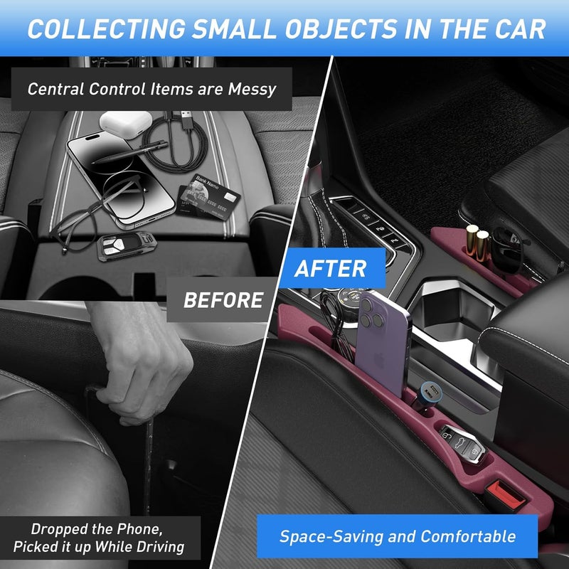 DDTPDE Car Seat Gap Filler 2Pack, Inserts Between Seats Console with Organizer Storage Upgraded Phone Holder Car Side Seat Gap Fillers Cars Front Seats Fill Plug Car Essentials for Vehicle SUV Truck (Red) | Organizer Storage, Cars Front Seats, Fill Plug, Car Essentials - Image 3